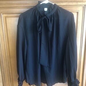 Elegant Black Blouse with Tie Neck